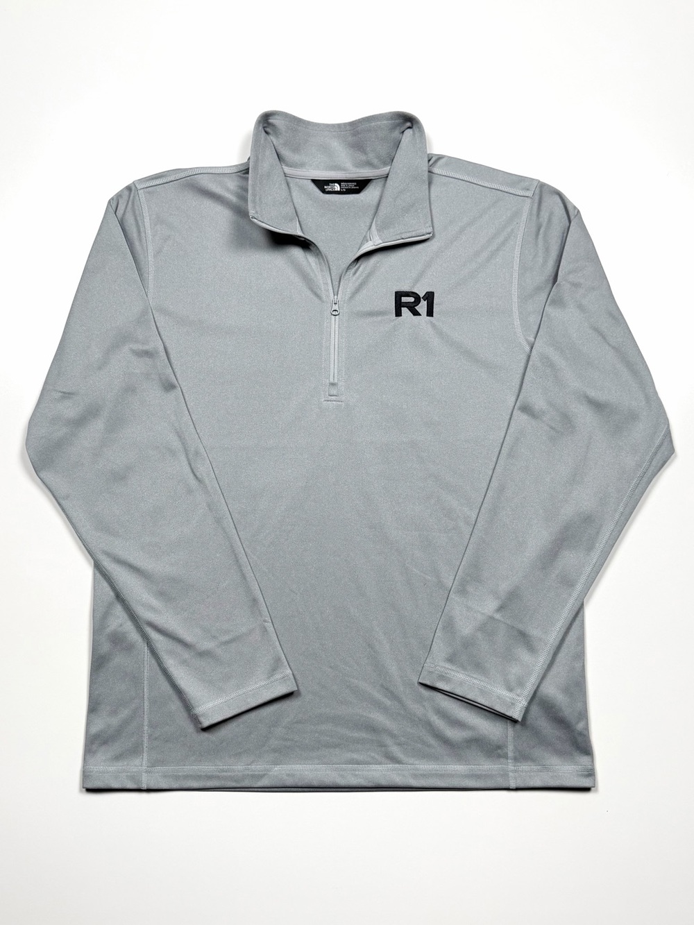 The North Face Men's L Gray Quarter Zip Pullover R1 Embroidered Performance